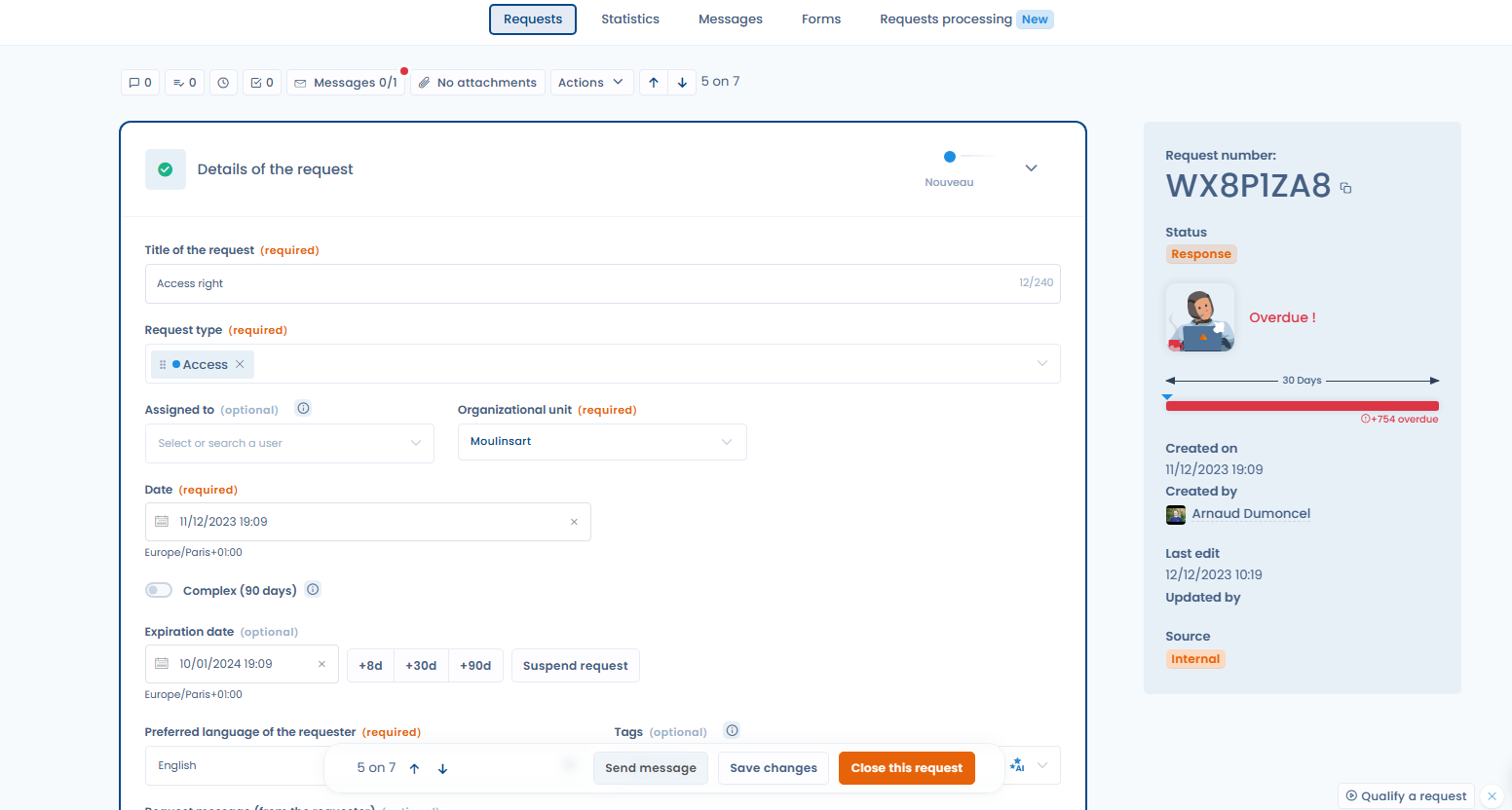 datasubjectrequest screenshot