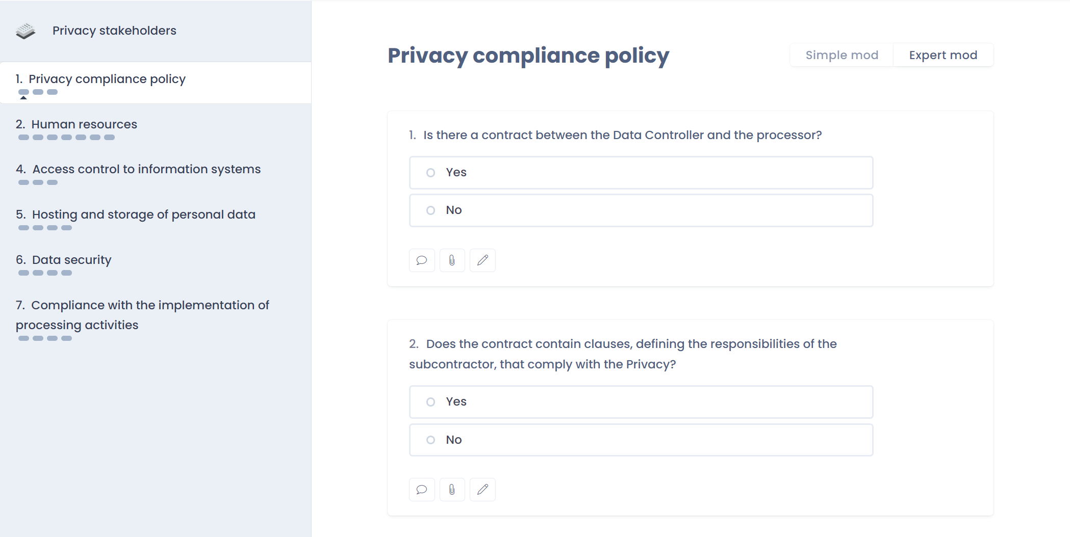 Questionnaire management